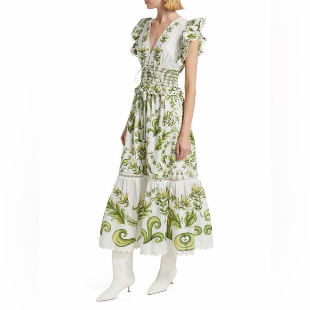 FARM RIO: Milani Flutter-Sleeve Maxi Dress